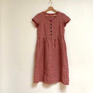 Pyne & Smith No.11 Linen Dress in Geranium Check